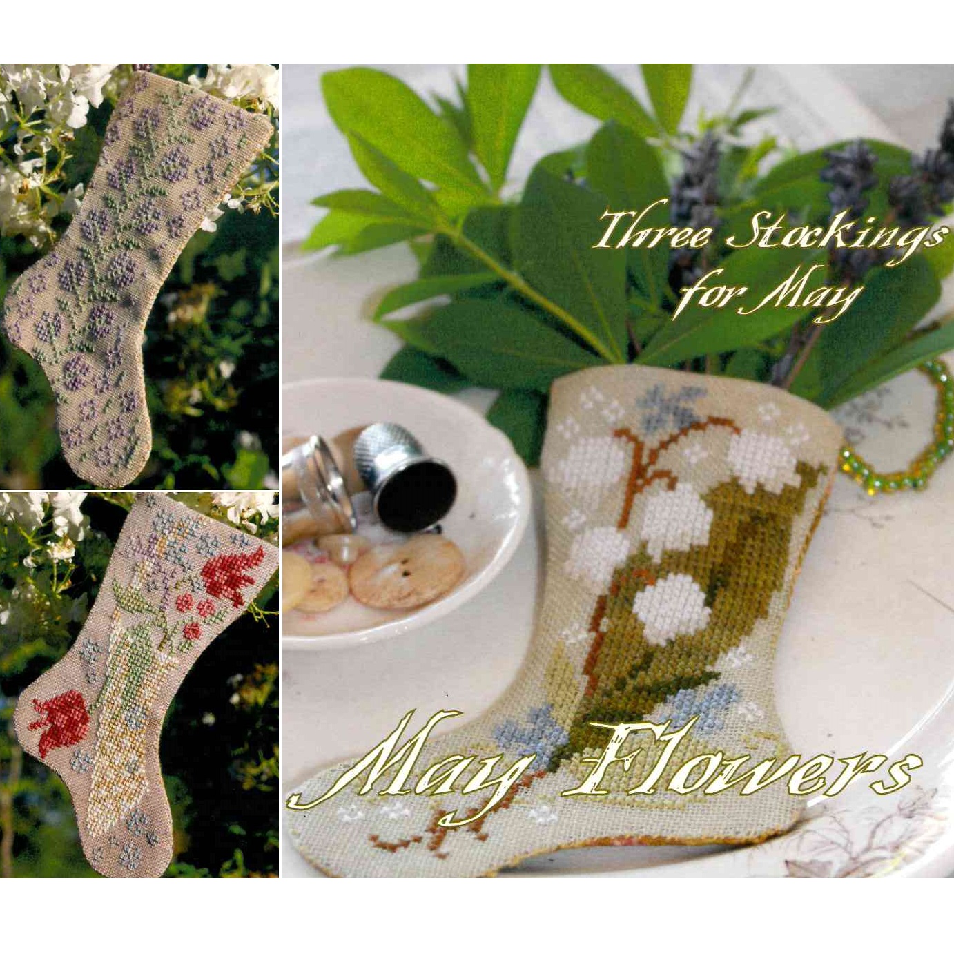 Stockings for May ~ May Flowers chart by Blackbird Designs