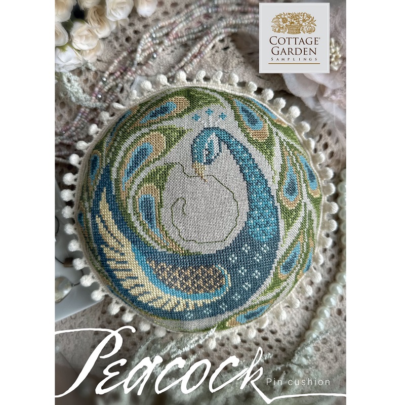 Peacock Pin Cushion by Cottage Garden Samplings