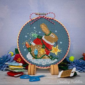 Rabbit’s Bright Winter Night Ornament by Counting Puddles