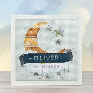 Modern Baby Sampler – Moon + Stars by Counting Puddles ~ Nashville25