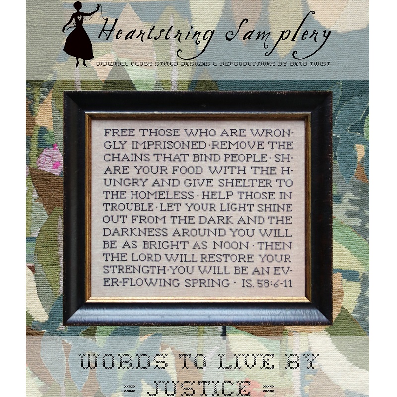 Words To Live By: Justice chart by Heartstring Samplery