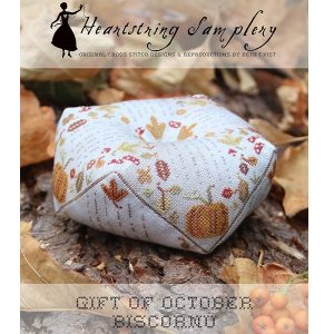 Gift of October Biscornu chart by Heartstring Samplery