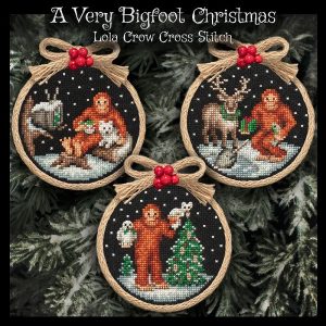 A Very Bigfoot Christmas Ornament Set chart by Lola Crow