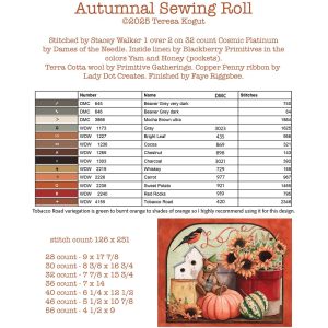 Autumnal Sewing Roll chart by Teresa Kogut