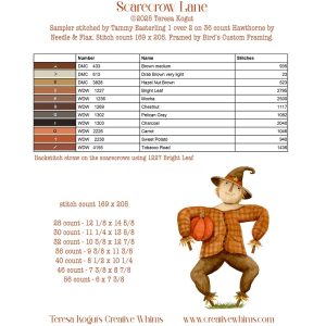 Scarecrow Lane chart by Teresa Kogut