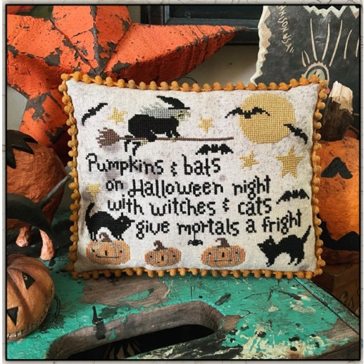 Pumpkins & Bat (cs) by Teresa Kogut