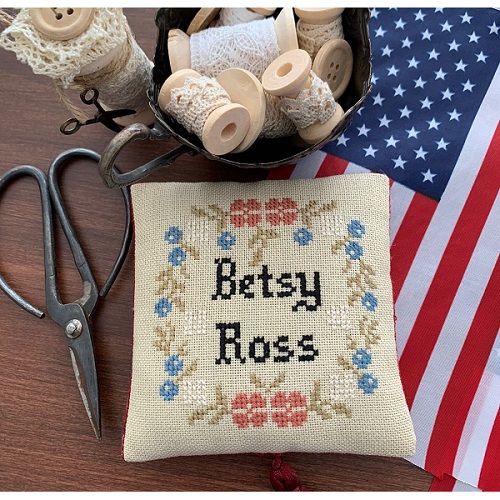 Betsy Ross Quaker and Pincushion by Twin Peak Primitives - Image 2