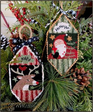 Santa & Reindeer ornaments PUNCHNEEDLE by Teresa Kogut