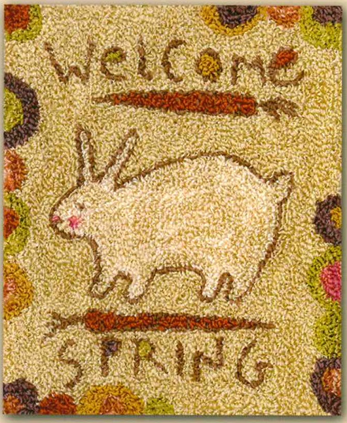 Welcome Spring Bunny PUNCHNEEDLE by Teresa Kogut