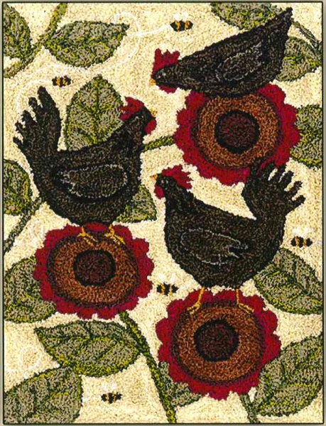 Bloomin Hens PUNCHNEEDLE by Teresa Kogut